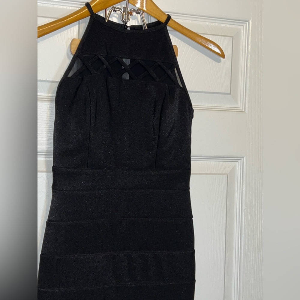Emerald Sundae Black Mesh Top Halter top black bodycon dress Size Small EUC